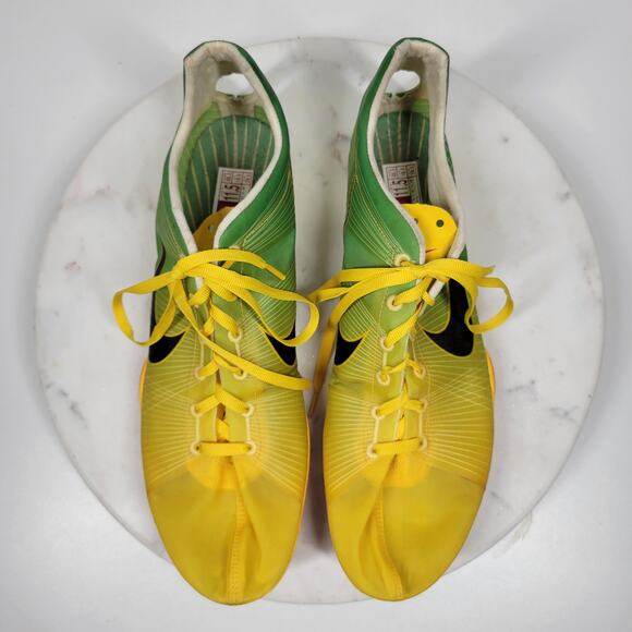 Nike Bowerman Zoom Victory Shoes Mens 11.5‎ Yellow Green Ultra Lite Track Field - Picture 10 of 14